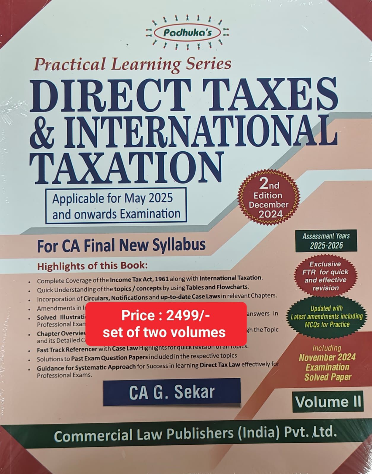 G Sekar CA Final Padhuka Direct Tax By CA G Sekar May  Nov 25 Exam