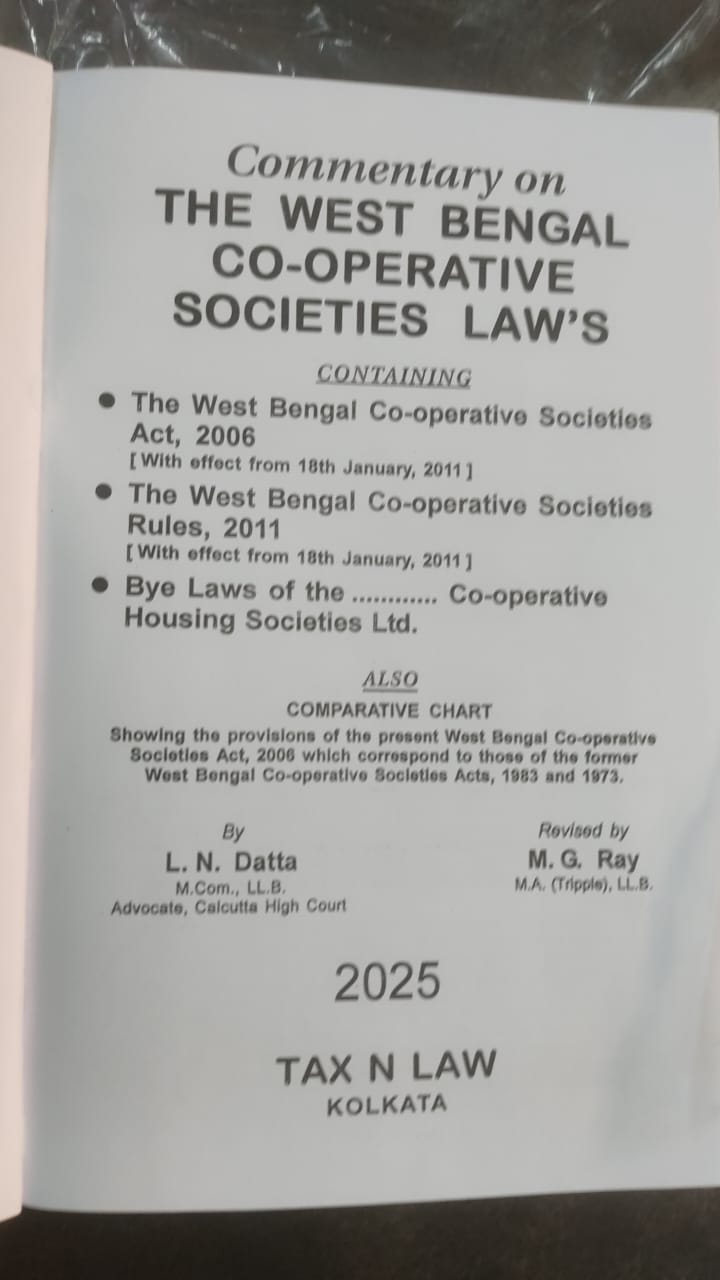 L.N.Datta M.G. Ray Commentary on The West-Bengal Co-operative Societies Law's