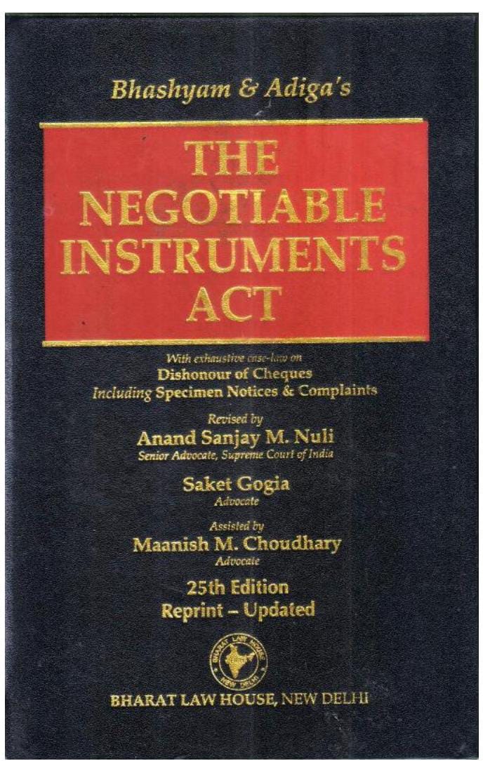Bhashyam & Adiga The Negotiable Instruments Act