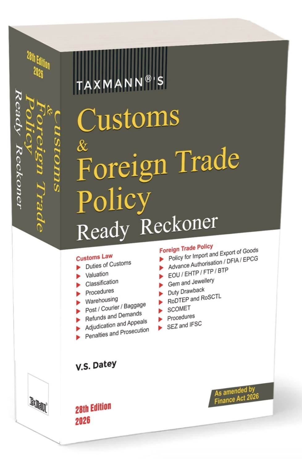 V S Datey Customs Foreign Trade Policy Ready Reckoner